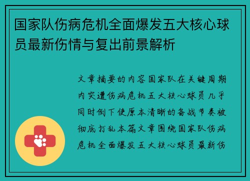 国家队伤病危机全面爆发五大核心球员最新伤情与复出前景解析
